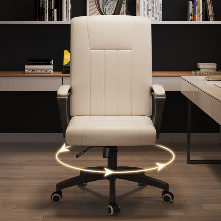 Moderner minimalistischer rechteckiger Schreibtischstuhl aus PU-Leder, Metall und Nylon mit verstellbarer Drehfunktion, Rückenlehne und Armlehnen für das Homeoffice 