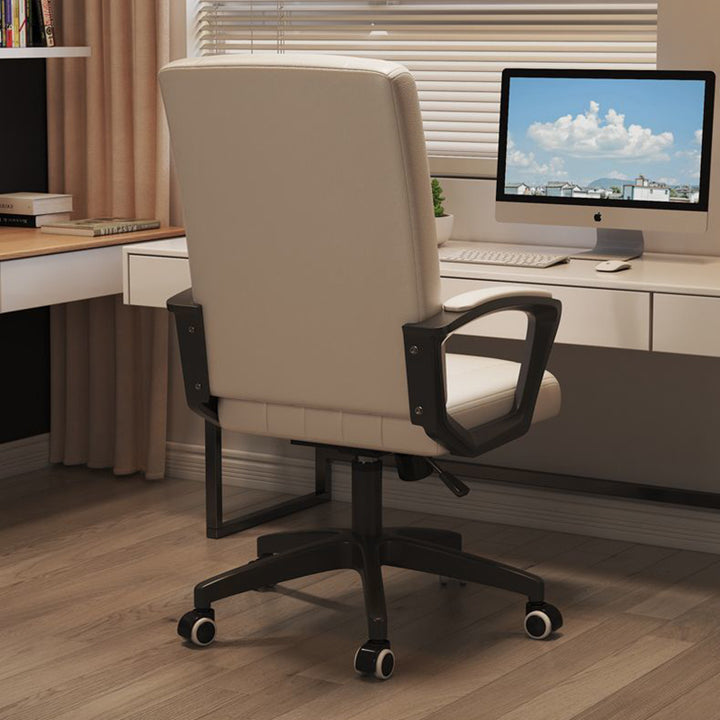 Moderner minimalistischer rechteckiger Schreibtischstuhl aus PU-Leder, Metall und Nylon mit verstellbarer Drehfunktion, Rückenlehne und Armlehnen für das Homeoffice 