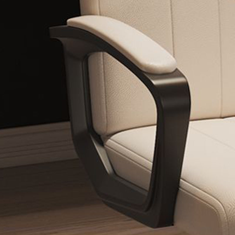 Moderner minimalistischer rechteckiger Schreibtischstuhl aus PU-Leder, Metall und Nylon mit verstellbarer Drehfunktion, Rückenlehne und Armlehnen für das Homeoffice 