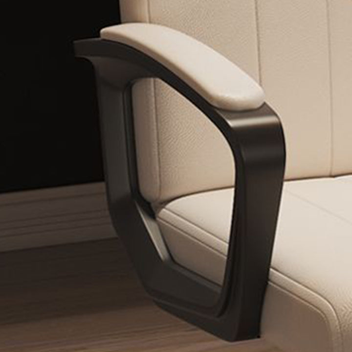 Moderner minimalistischer rechteckiger Schreibtischstuhl aus PU-Leder, Metall und Nylon mit verstellbarer Drehfunktion, Rückenlehne und Armlehnen für das Homeoffice 