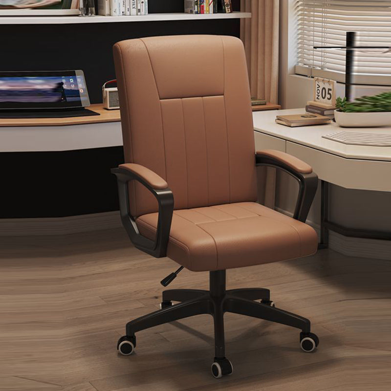 Moderner minimalistischer rechteckiger Schreibtischstuhl aus PU-Leder, Metall und Nylon mit verstellbarer Drehfunktion, Rückenlehne und Armlehnen für das Homeoffice 