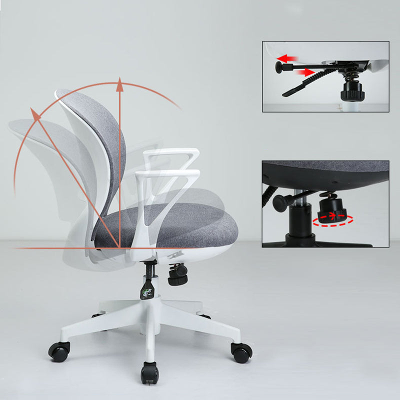 Modern Minimalist Curved PP Fiberglass Mesh Fabric Plywood Nylon Height-Adjustable Swivel Desk Chair Backrest Armrest For Home Office