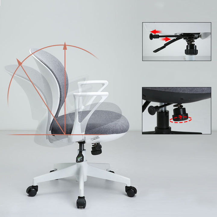 Modern Minimalist Curved PP Fiberglass Mesh Fabric Plywood Nylon Height-Adjustable Swivel Desk Chair Backrest Armrest For Home Office