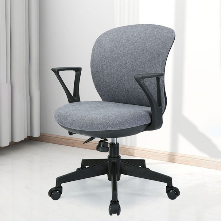 Modern Minimalist Curved PP Fiberglass Mesh Fabric Plywood Nylon Height-Adjustable Swivel Desk Chair Backrest Armrest For Home Office