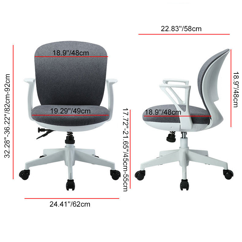 Modern Minimalist Curved PP Fiberglass Mesh Fabric Plywood Nylon Height-Adjustable Swivel Desk Chair Backrest Armrest For Home Office