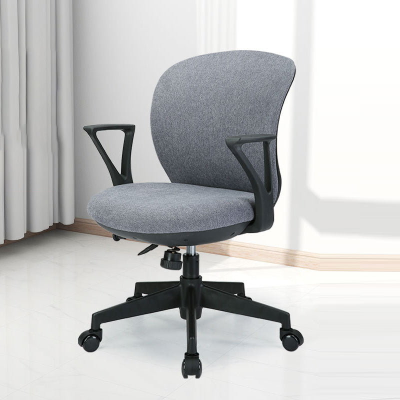 Modern Minimalist Curved PP Fiberglass Mesh Fabric Plywood Nylon Height-Adjustable Swivel Desk Chair Backrest Armrest For Home Office