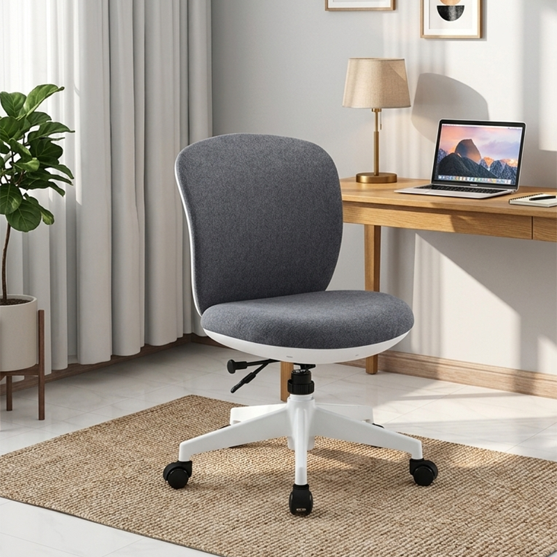 Modern Minimalist Curved PP Fiberglass Mesh Fabric Plywood Nylon Height-Adjustable Swivel Desk Chair Backrest Armrest For Home Office