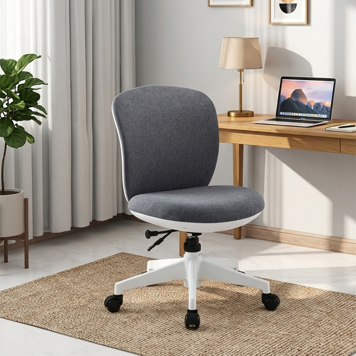Modern Minimalist Curved PP Fiberglass Mesh Fabric Plywood Nylon Height-Adjustable Swivel Desk Chair Backrest Armrest For Home Office