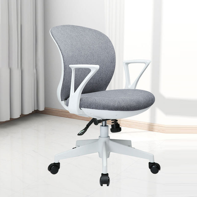 Modern Minimalist Curved PP Fiberglass Mesh Fabric Plywood Nylon Height-Adjustable Swivel Desk Chair Backrest Armrest For Home Office