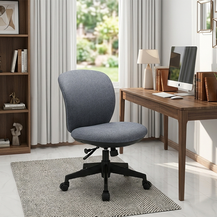 Modern Minimalist Curved PP Fiberglass Mesh Fabric Plywood Nylon Height-Adjustable Swivel Desk Chair Backrest Armrest For Home Office
