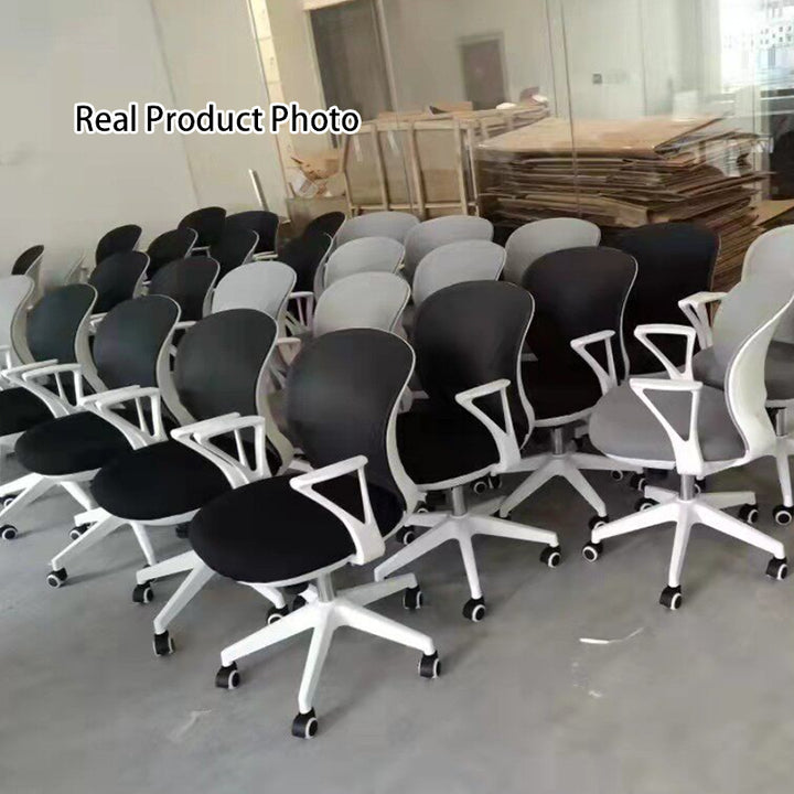 Modern Minimalist Curved PP Fiberglass Mesh Fabric Plywood Nylon Height-Adjustable Swivel Desk Chair Backrest Armrest For Home Office