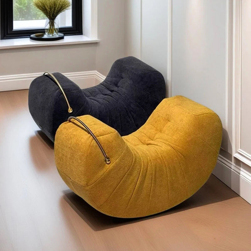 Modern Minimalist Velvet Pine Wood Iron Banana Rocking Chair Backrest Armless For Living Room