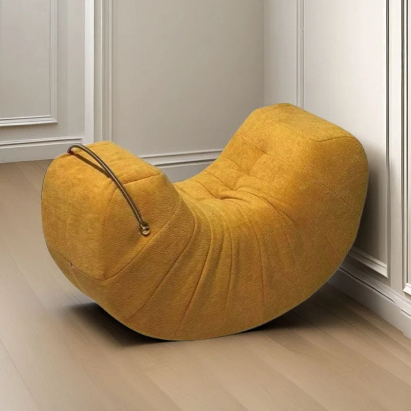 Modern Minimalist Velvet Pine Wood Iron Banana Rocking Chair Backrest Armless For Living Room
