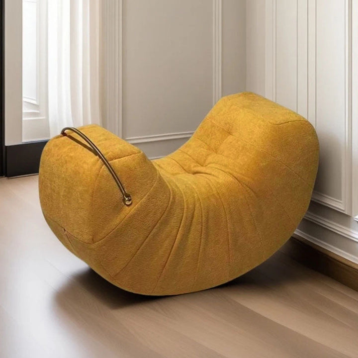Modern Minimalist Velvet Pine Wood Iron Banana Rocking Chair Backrest Armless For Living Room