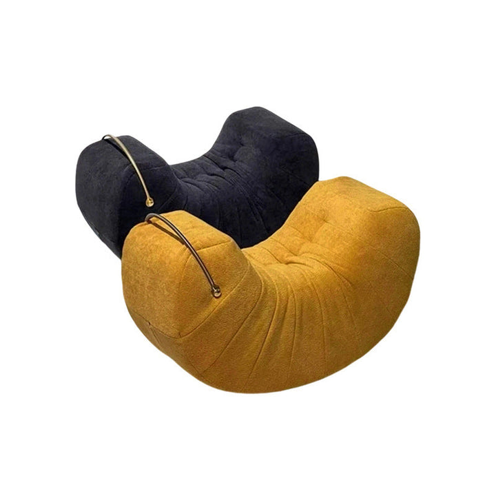 Modern Minimalist Velvet Pine Wood Iron Banana Rocking Chair Backrest Armless For Living Room