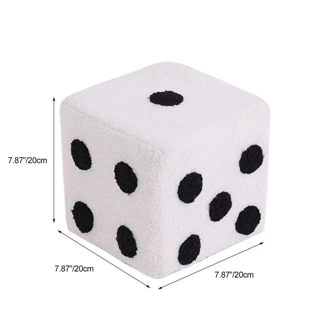 Taburete bajo contemporáneo de sherpa creativo y cubo de madera maciza en forma de dado con almohadillas antideslizantes para dormitorio y sala de estar 