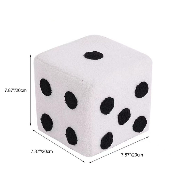 Taburete bajo contemporáneo de sherpa creativo y cubo de madera maciza en forma de dado con almohadillas antideslizantes para dormitorio y sala de estar 