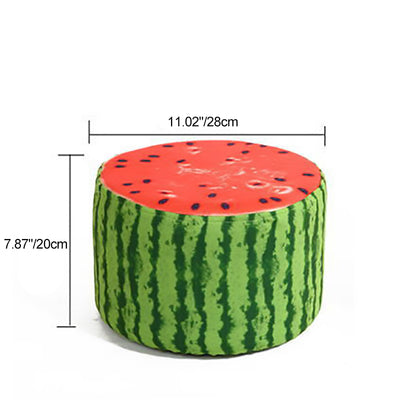Contemporary Creative Fabric & Solid Wood Cylindrical Fruit-Themed Low Stool With Removable Cover For Bedroom & Living Room