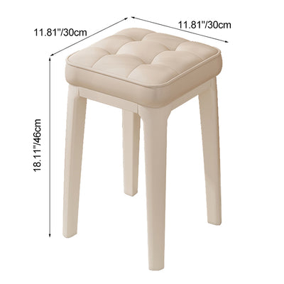 Modern Minimalist Leather & Metal Square Padded Vanity Stool For Bedroom