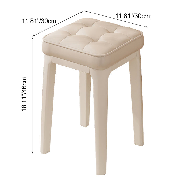 Modern Minimalist Leather & Metal Square Padded Vanity Stool For Bedroom