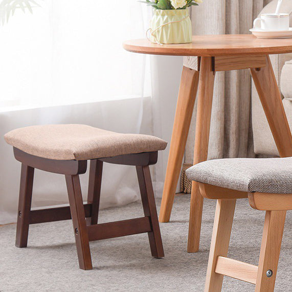 Modern Minimalist Fabric & Solid Wood Rectangular Curved Low Stool For Bedroom & Living Room