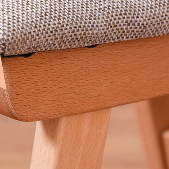 Modern Minimalist Fabric &amp; Solid Wood Rectangular Curved Low Stool For Bedroom &amp; Living Room
