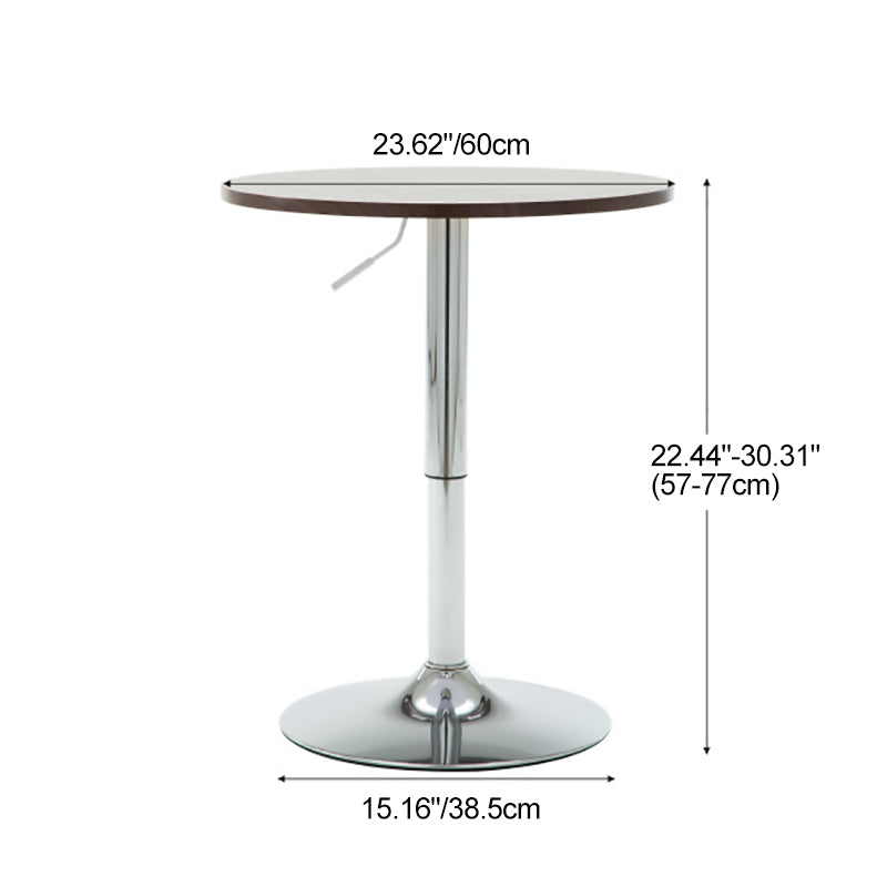 Modern Minimalist Wood &amp; Stainless Steel Round Coffee Table With Adjustable Height For Living Room &amp; Dining Room