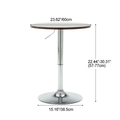 Modern Minimalist Wood & Stainless Steel Round Coffee Table With Adjustable Height For Living Room & Dining Room