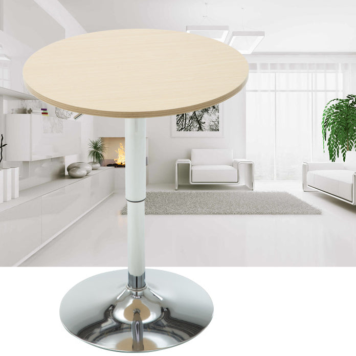 Modern Minimalist Wood &amp; Stainless Steel Round Coffee Table With Adjustable Height For Living Room &amp; Dining Room