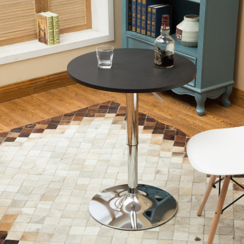Modern Minimalist Wood &amp; Stainless Steel Round Coffee Table With Adjustable Height For Living Room &amp; Dining Room