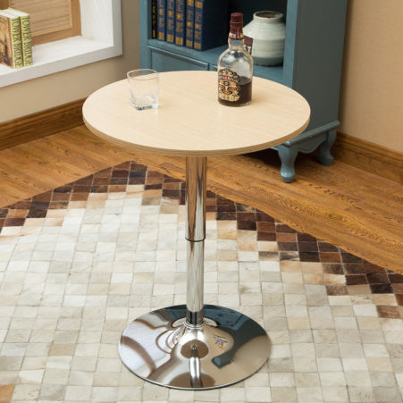 Moderner minimalistischer runder Couchtisch aus Holz und Edelstahl mit verstellbarer Höhe für Wohnzimmer und Esszimmer 