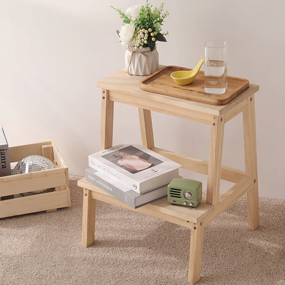 Modern Minimalist Solid Wood Rectangular Step Stool With Ladder Design For Living Room