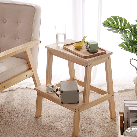 Modern Minimalist Solid Wood Rectangular Step Stool With Ladder Design For Living Room