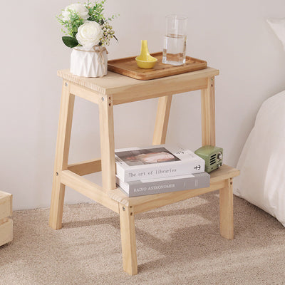 Modern Minimalist Solid Wood Rectangular Step Stool With Ladder Design For Living Room