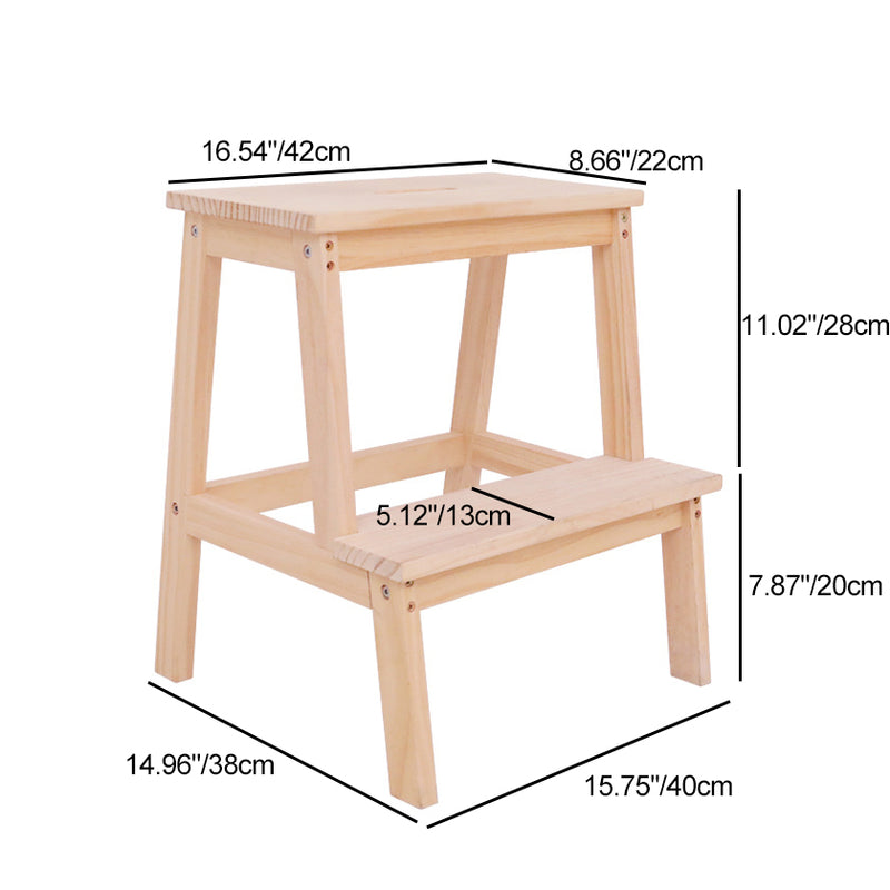 Modern Minimalist Solid Wood Rectangular Step Stool With Ladder Design For Living Room