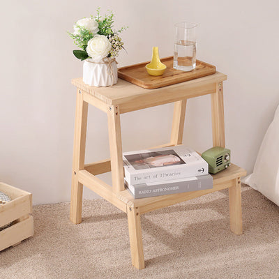 Modern Minimalist Solid Wood Rectangular Step Stool With Ladder Design For Living Room