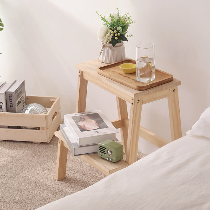 Modern Minimalist Solid Wood Rectangular Step Stool With Ladder Design For Living Room