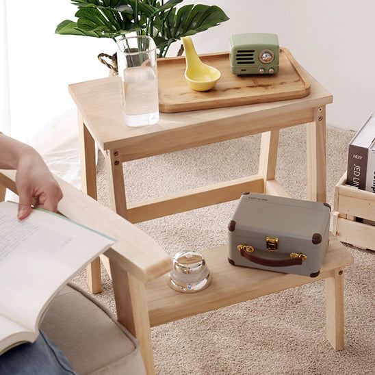 Modern Minimalist Solid Wood Rectangular Step Stool With Ladder Design For Living Room