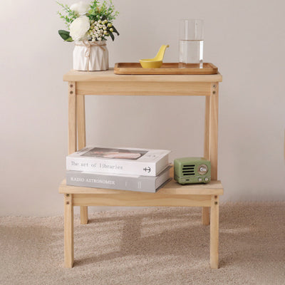 Modern Minimalist Solid Wood Rectangular Step Stool With Ladder Design For Living Room
