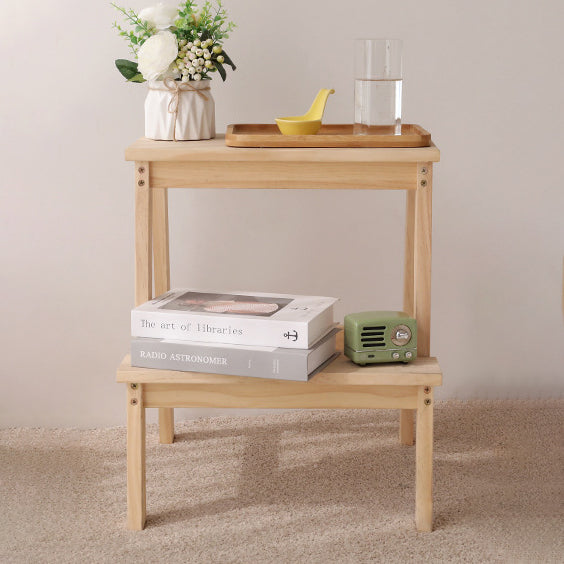 Modern Minimalist Solid Wood Rectangular Step Stool With Ladder Design For Living Room