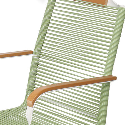 Modern Minimalist PP & Iron Striped Outdoor Lounge Chair With Backrest And Armrests For Garden Or Patio