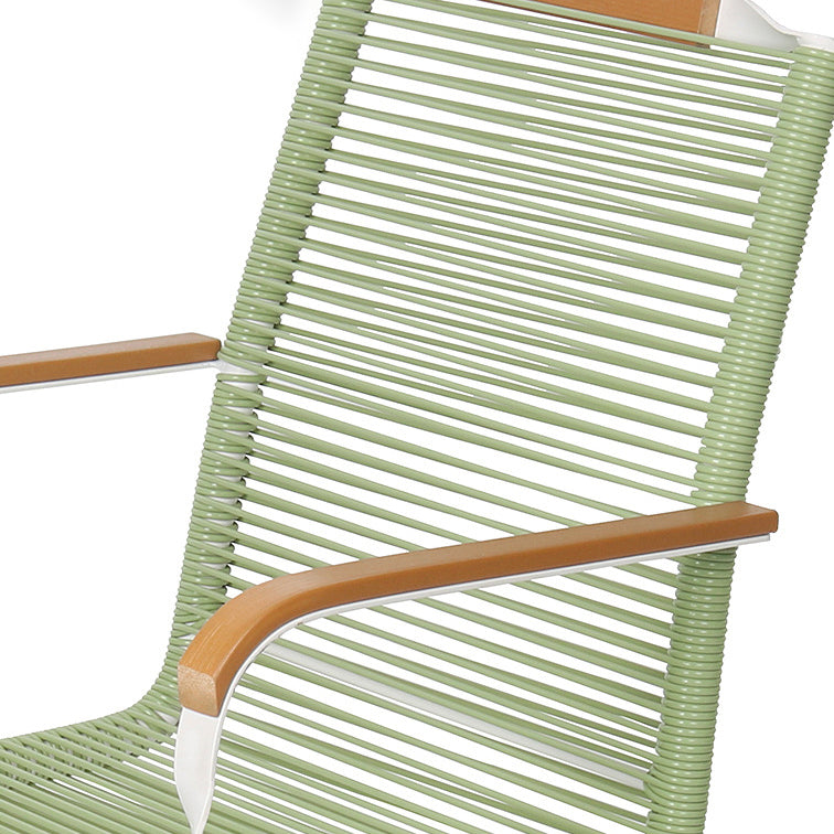 Modern Minimalist PP & Iron Striped Outdoor Lounge Chair With Backrest And Armrests For Garden Or Patio