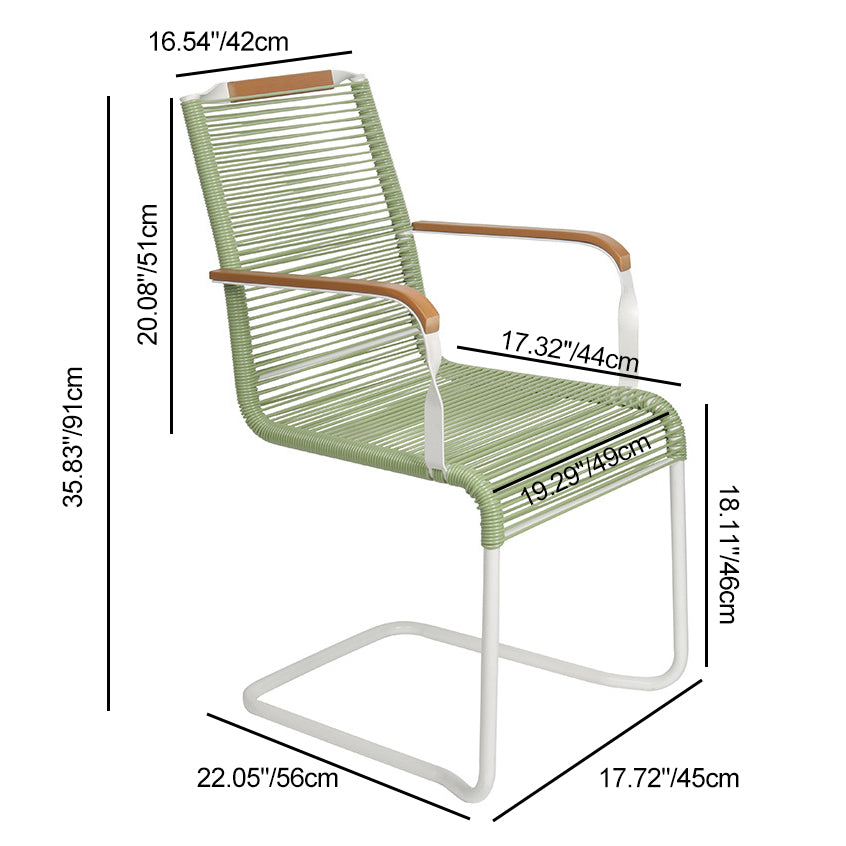 Modern Minimalist PP &amp; Iron Striped Outdoor Lounge Chair With Backrest And Armrests For Garden Or Patio