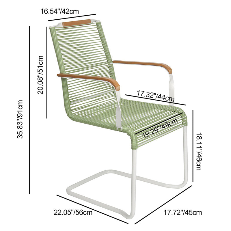 Modern Minimalist PP & Iron Striped Outdoor Lounge Chair With Backrest And Armrests For Garden Or Patio