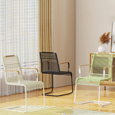 Modern Minimalist PP & Iron Striped Outdoor Lounge Chair With Backrest And Armrests For Garden Or Patio