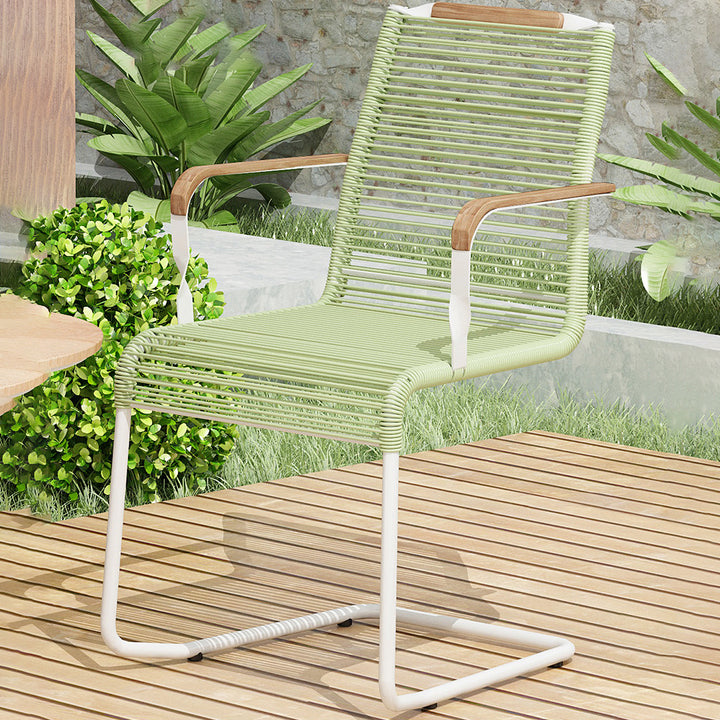 Modern Minimalist PP &amp; Iron Striped Outdoor Lounge Chair With Backrest And Armrests For Garden Or Patio