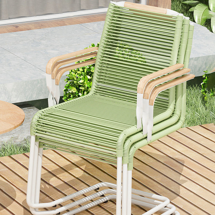 Modern Minimalist PP &amp; Iron Striped Outdoor Lounge Chair With Backrest And Armrests For Garden Or Patio