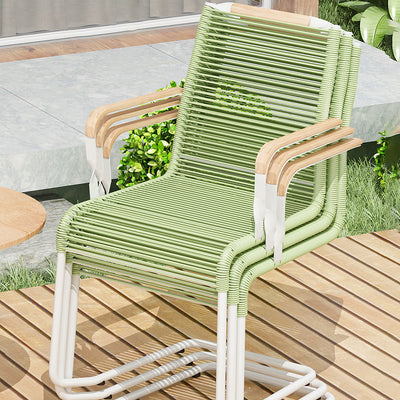 Modern Minimalist PP & Iron Striped Outdoor Lounge Chair With Backrest And Armrests For Garden Or Patio