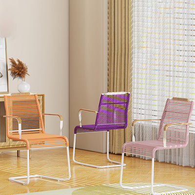 Modern Minimalist PP & Iron Striped Outdoor Lounge Chair With Backrest And Armrests For Garden Or Patio