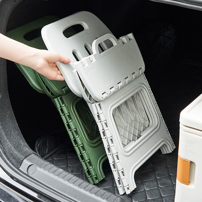 Modern Minimalist Plastic Square Low Stool With Backrest, Foldable & Portable For Living Room